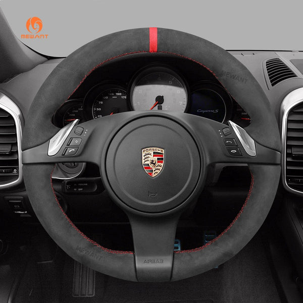 Mewant® Alcantara Car Steering Wheel Cover for Porsche 911 (991) Boxster (981) Cayman (981) Cayenne Panamera