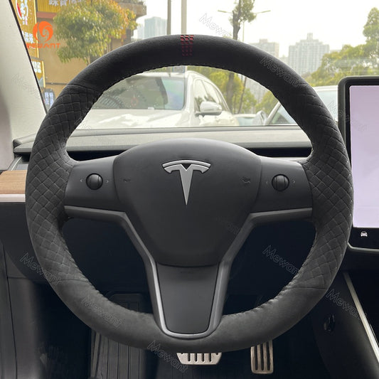 Mewant® Alcantara Car Steering Wheel Cover for Tesla Model 3 2017-2023 / Model Y 2020-2023