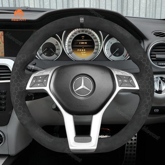 Mewant® Alcantara Car Steering Wheel Cover for C-Class W204 E-Class W212 CLS-Class C218GLA 45 AMG X156 SL-Class R231 SLK-Class R172