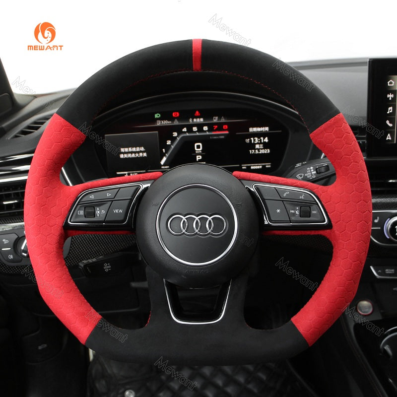 Mewant® Alcantara Car Steering Wheel Cover for Audi A1 A3 A4 A5 S3 S4 S5 Q2 RS3 RS4 RS5 Q2 SQ2