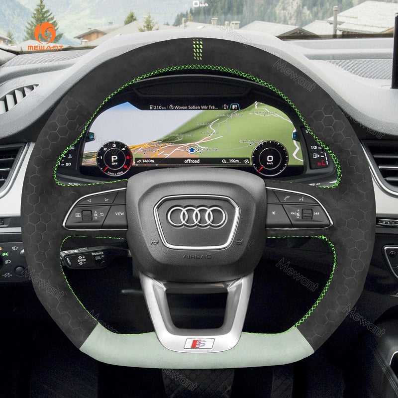 Mewant® Alcantara Car Steering Wheel Cover for Audi Q3 (F3) Q5 (FY) SQ5 (FY) Q7 (4M) SQ7 (4M) RSQ8 Q5