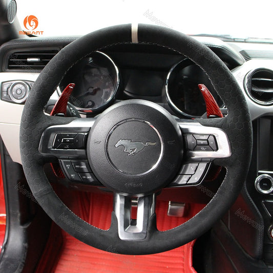 Mewant® Alcantara Car Steering Wheel Cover for Ford Mustang 2015-2023