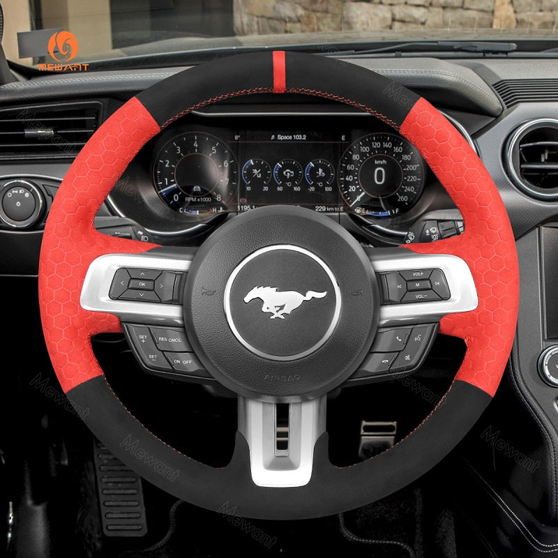 Mewant® Alcantara Car Steering Wheel Cover for Ford Mustang 2015-2023