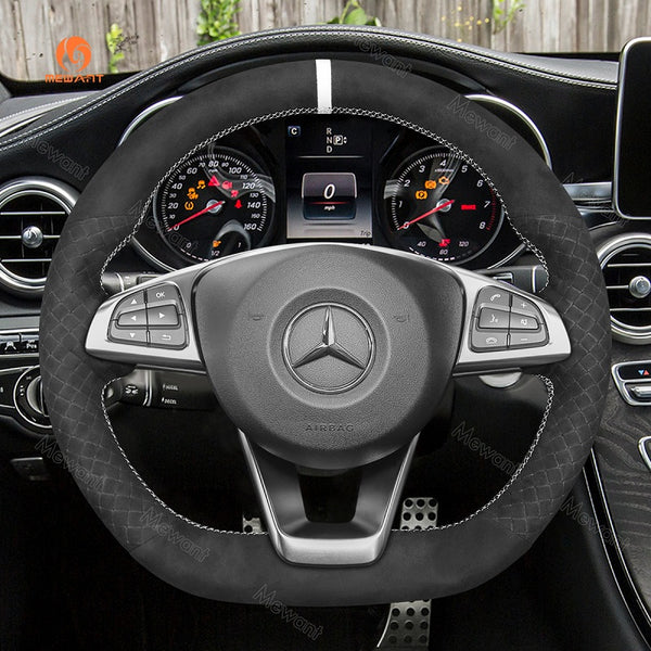 Mewant® Alcantara Car Steering Wheel Cover for Mercedes Benz W205 AMG C43 C117 GLA45 X156 C218 W213 X253 C253 W166
