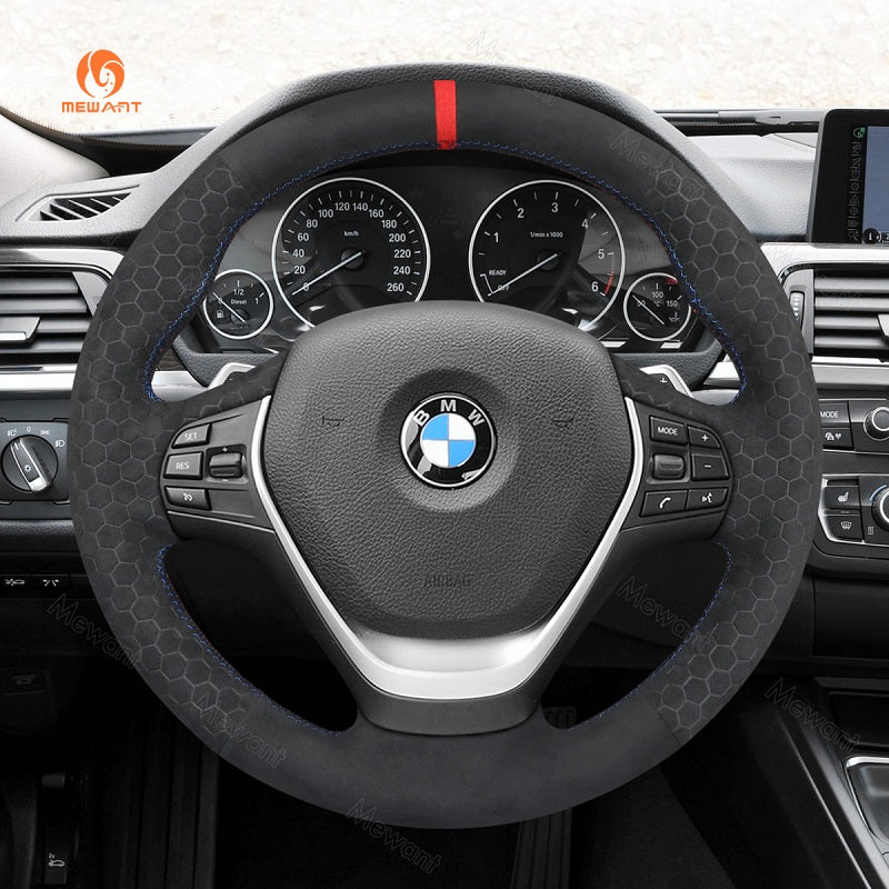 Mewant® Alcantara Car Steering Wheel Cover for BMW 3 Series F30 F34 F22 F23 F32 F33 F36
