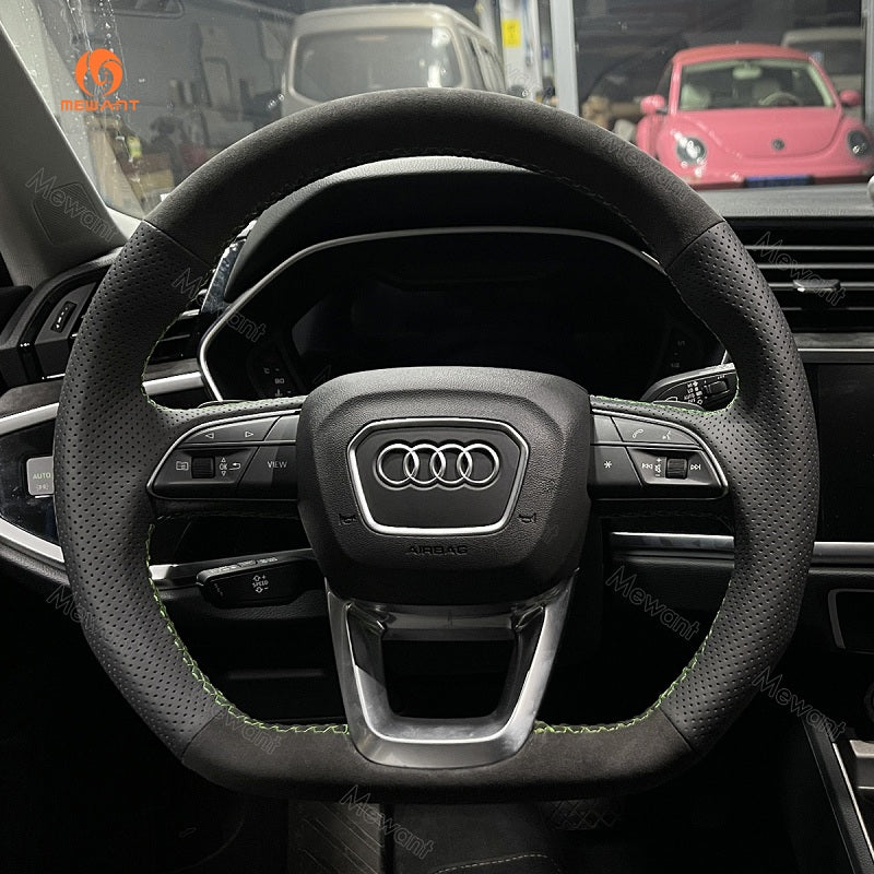 Mewant® Alcantara Car Steering Wheel Cover for Audi Q3 (F3) Q5 (FY) SQ5 (FY) Q7 (4M) SQ7 (4M) RSQ8 Q5