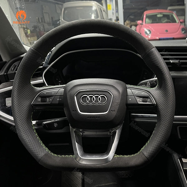 Mewant® Alcantara Car Steering Wheel Cover for Audi Q3 (F3) Q5 (FY) SQ5 (FY) Q7 (4M) SQ7 (4M) RSQ8 Q5