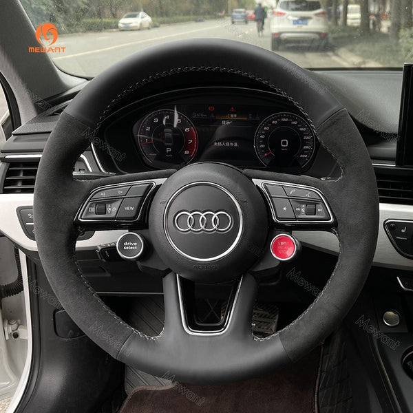 Mewant® Alcantara Car Steering Wheel Cover for Audi A1 (8X) A3 (8V/8Y) A4 (B9/8W) Allroad (B9/8W) A5 (8W6) S3 (8V) S4 (B9/8W) S5 (8W6) Q2 RS 4 (B9/8W)