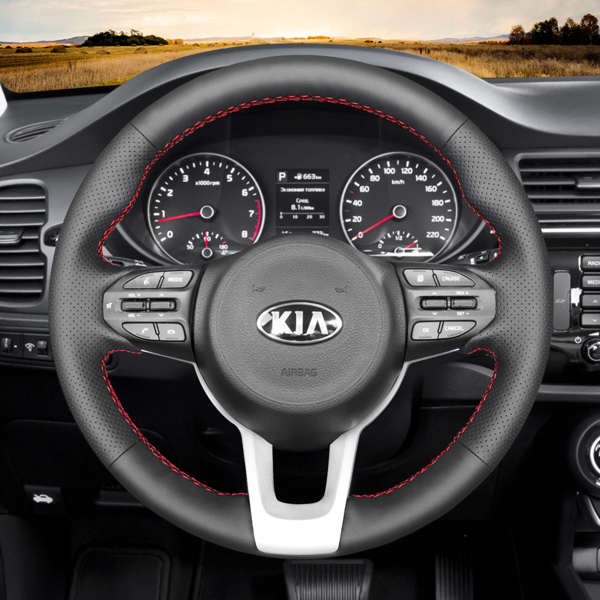 Car Steering Wheel Cover for Kia Picanto 3 Rio 4 Stonic from Mewant