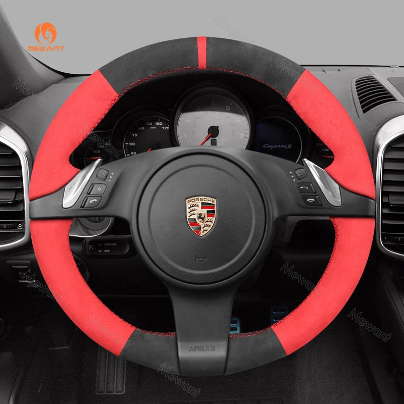 Mewant® Alcantara Car Steering Wheel Cover for Porsche 911 (991) Boxster (981) Cayman (981) Cayenne Panamera