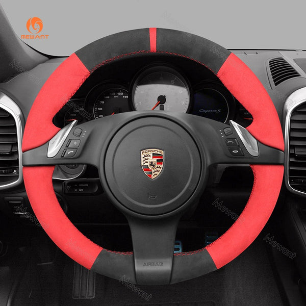 Mewant® Alcantara Car Steering Wheel Cover for Porsche 911 (991) Boxster (981) Cayman (981) Cayenne Panamera
