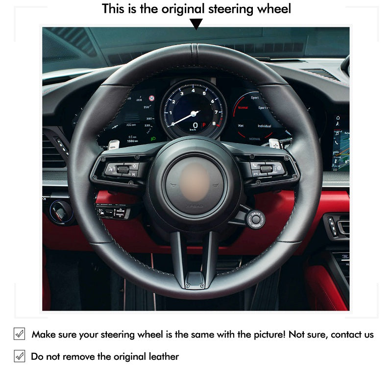 Mewant® Alcantara Car Steering Wheel Cover for Porsche Macan 2021-2022 / Panamera 2020-2022