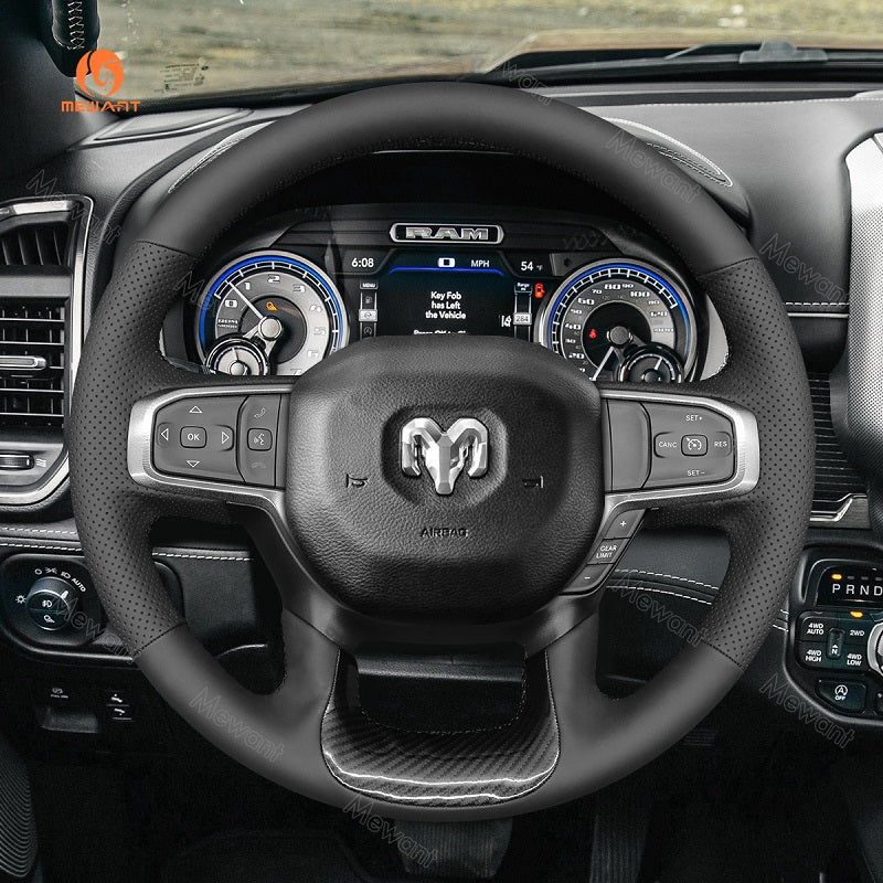Mewant Mesh Alcantara Car Steering Wheel Cover for for Dodge RAM 1500 2018-2023