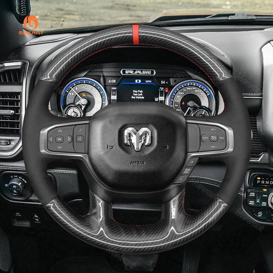 Mewant Mesh Alcantara Auto Lenkradbezug für Dodge RAM 1500 2018-2023