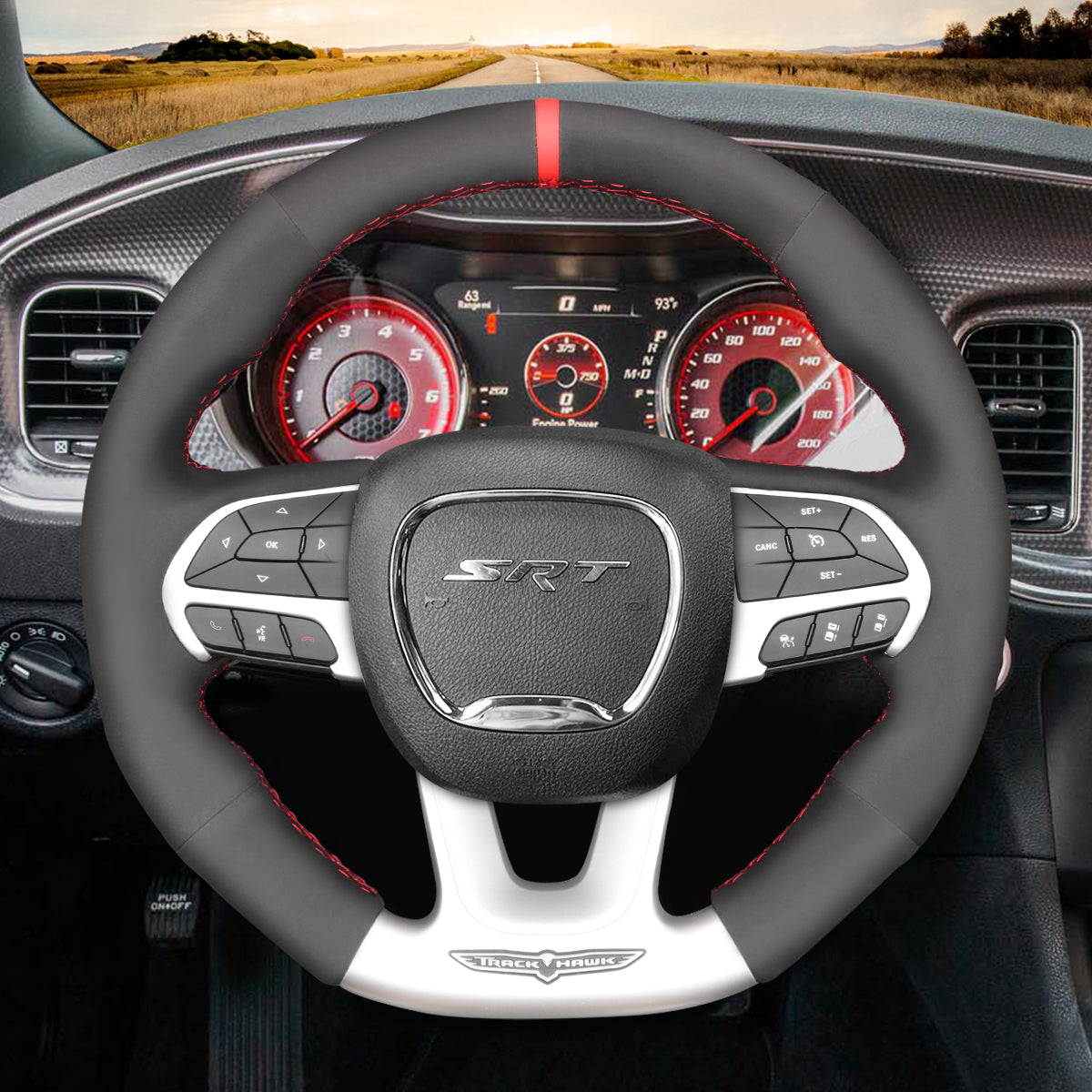Mewant Car Steering Wheel Cover for Dodge Challenger (SRT) Charger (SRT) Durango (SRT)