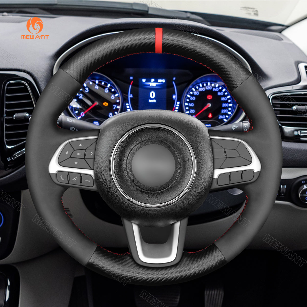 Hand Stitch Car Steering Wheel Cover for Jeep Compass II(MP) Renegade (BU) from Mewant
