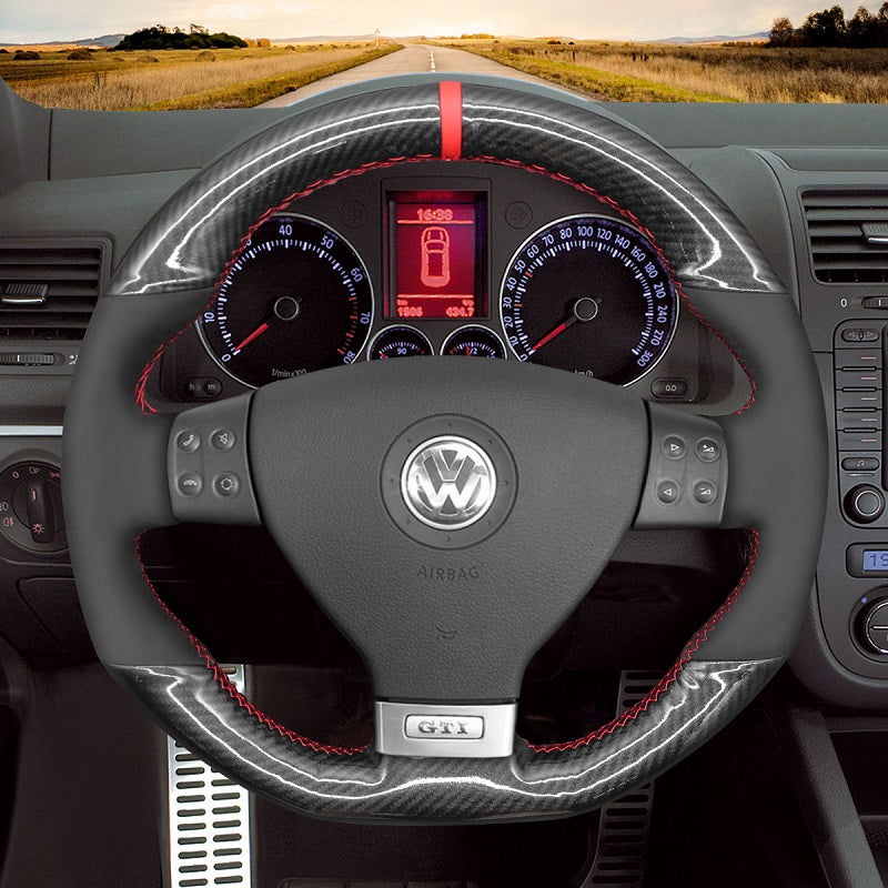 Hand Stitch Car Steering Wheel Cover for Volkswagen Golf GTI 5 (V)R32 Scirocco Passat Variant (R-Line) Tiguan (R-Line) ETRON Allroad from Mewant