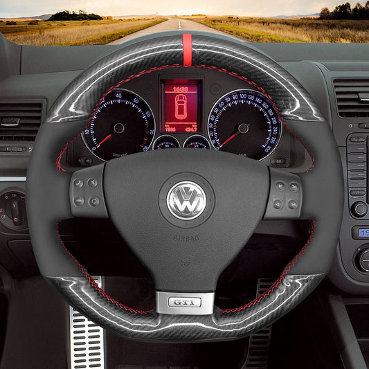 Hand Stitch Car Steering Wheel Cover for Volkswagen Golf GTI 5 (V)R32 Scirocco Passat Variant (R-Line) Tiguan (R-Line) ETRON Allroad from Mewant