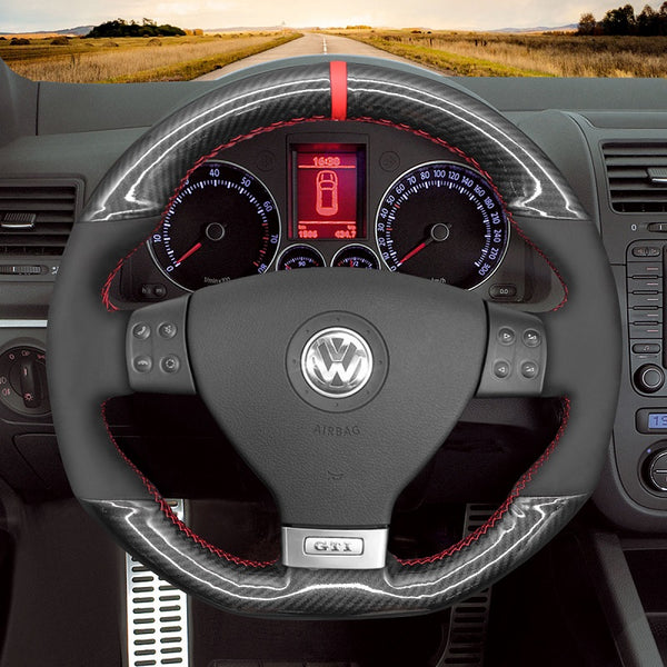 Hand Stitch Car Steering Wheel Cover for Volkswagen Golf GTI 5 (V)R32 Scirocco Passat Variant (R-Line) Tiguan (R-Line) ETRON Allroad from Mewant