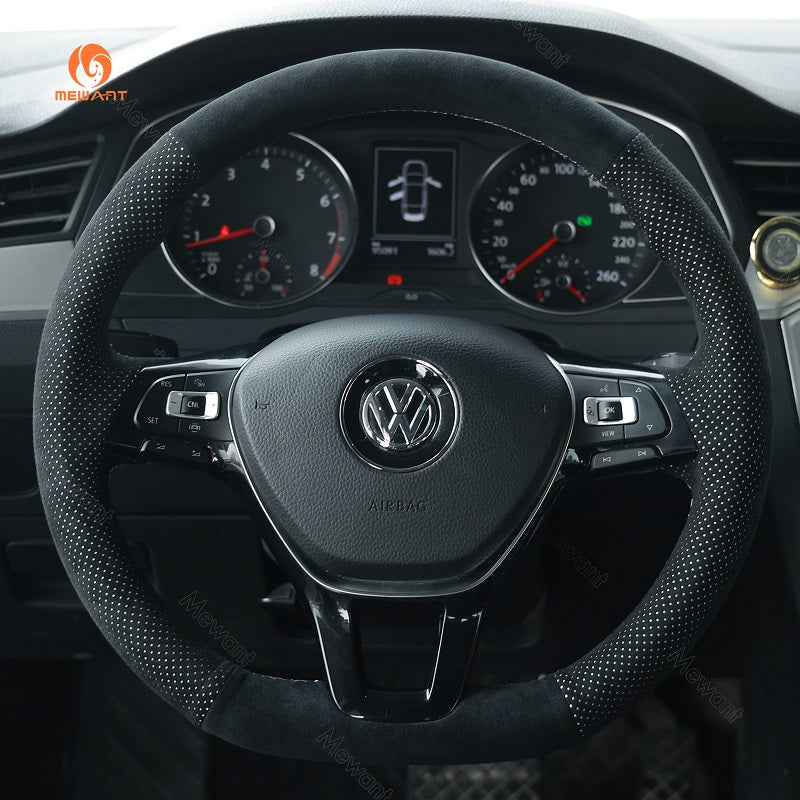 Hand Stitch Car Steering Wheel Cover for Volkswagen VW Golf 7 Alltrack SportWagen Jetta Passat Tiguan e-Golf Arteon Atlas