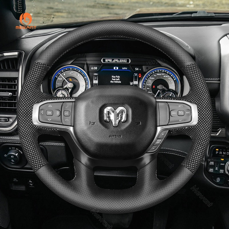 Mewant Mesh Alcantara Car Steering Wheel Cover for for Dodge RAM 1500 2018-2023