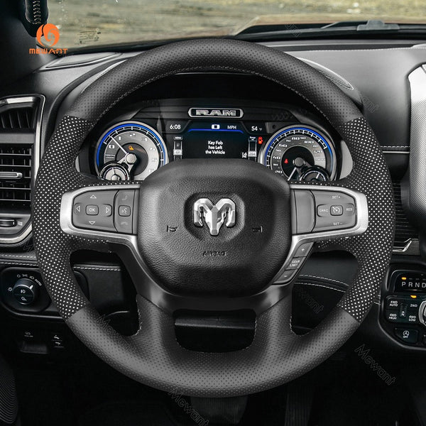 Mewant Mesh Alcantara Car Steering Wheel Cover for for Dodge RAM 1500 2018-2023