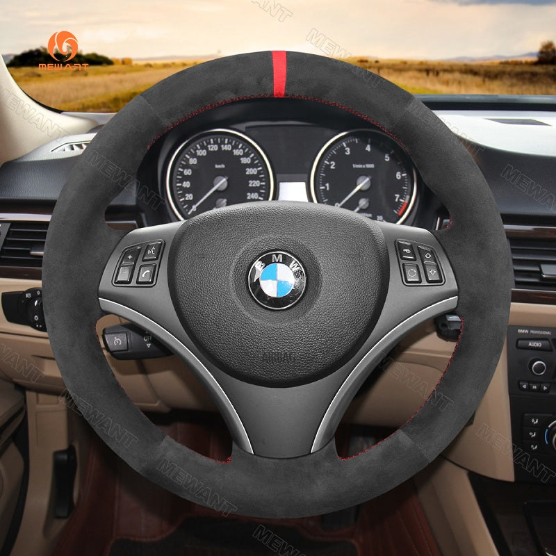 Mewant® Alcantara Car Steering Wheel Cover for BMW E87 E81 E82 E88 E82 E90 E91 E92E93 E84 E90 E92 E93 2007-2013