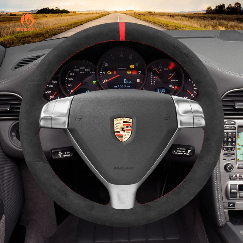 Mewant® Alcantara Car Steering Wheel Cover for Porsche 911 (997)  / Boxster (987) / Cayman (987)