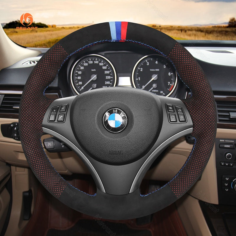 Mewant® Alcantara Car Steering Wheel Cover for BMW E87 E81 E82 E88 E82 E90 E91 E92E93 E84 E90 E92 E93 2007-2013