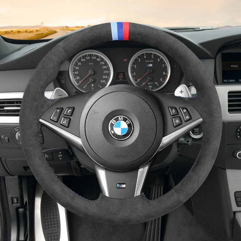 Mewant® Alcantara Car Steering Wheel Cover for BMW M5 E60 (Sedan) E61 (Touring) M6 E63 (Coupe) (Convertible)