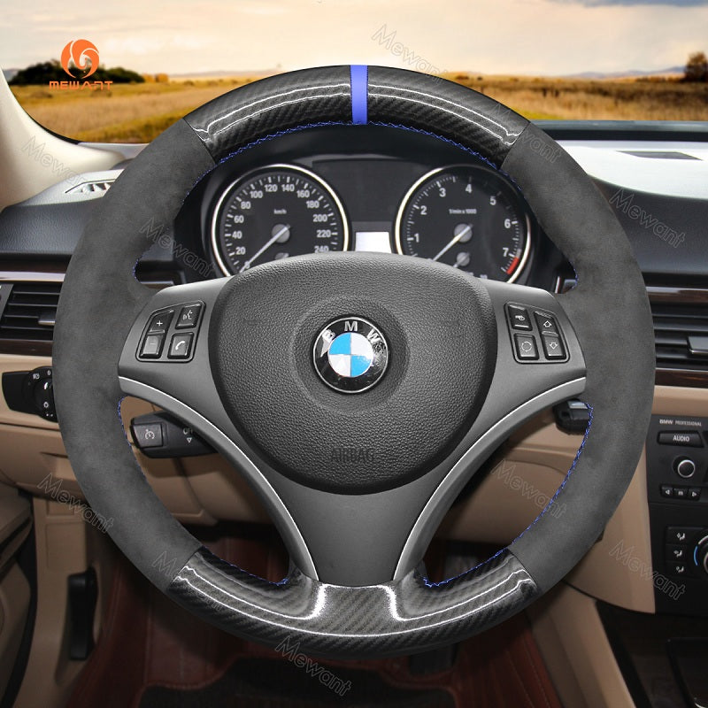 Mewant® Alcantara Car Steering Wheel Cover for BMW E87 E81 E82 E88 E82 E90 E91 E92E93 E84 E90 E92 E93 2007-2013