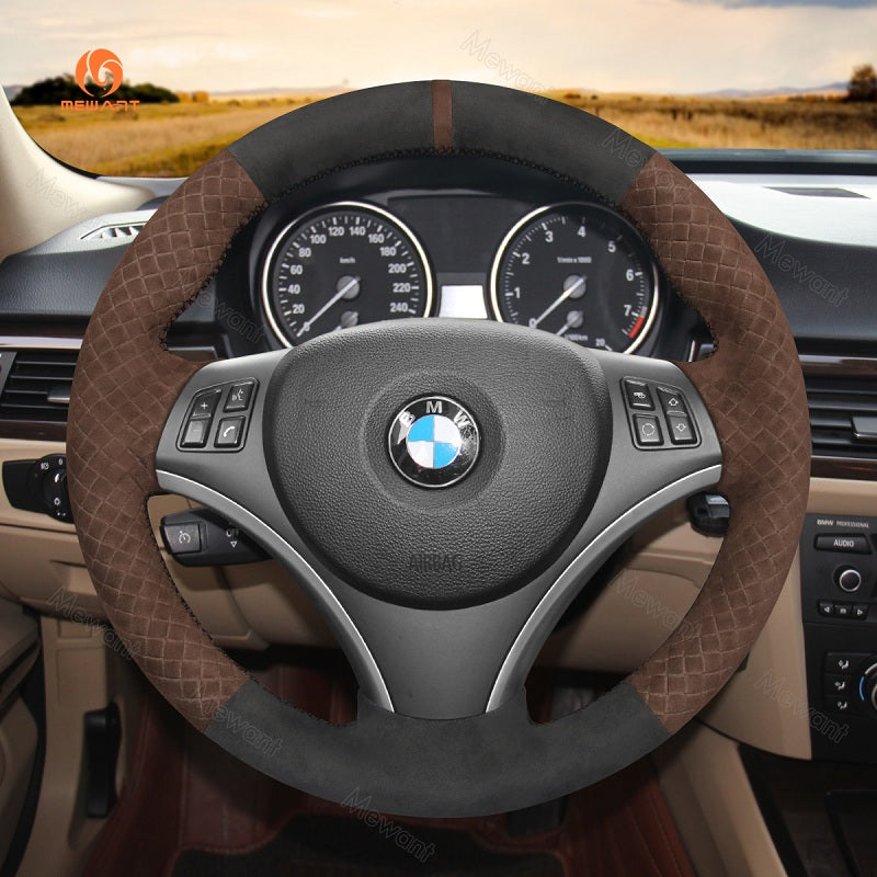 Mewant® Alcantara Car Steering Wheel Cover for BMW E87 E81 E82 E88 E82 E90 E91 E92E93 E84 E90 E92 E93 2007-2013