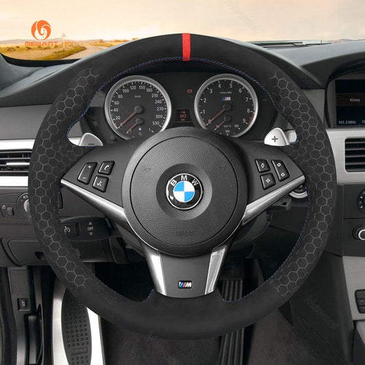Mewant® Alcantara Car Steering Wheel Cover for BMW M5 E60 (Sedan) E61 (Touring) M6 E63 (Coupe) (Convertible)