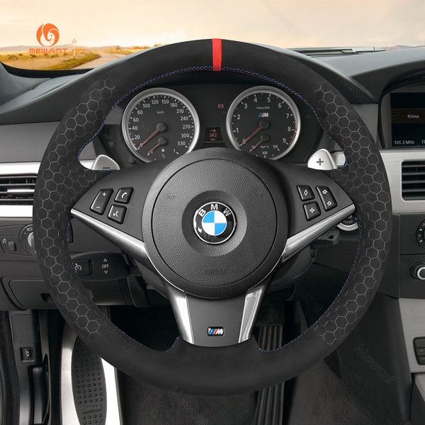 Mewant® Alcantara Car Steering Wheel Cover for BMW M5 E60 (Sedan) E61 (Touring) M6 E63 (Coupe) (Convertible)