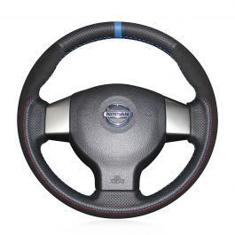 Black Beige Leather Steering Wheel Cover for Nissan Tiida Livina Sylphy #0817