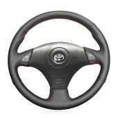 MEWANT Hand Stitch Black Real Genuine Leather Car Steering Wheel Cover for Toyota RAV4 1998-2003 / Celica 1999-2006 / MR2 1999-2007 / MR-S 1999-2007 / Supra 1996-2002 / Caldina 1997-2002 for Lexus IS 200 300 1999-2005
