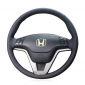 MEWANT Hand Stitch Black Leather Car Steering Wheel Cover for Honda CRV CR-V 2007 2008 2009 2010 2011