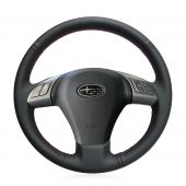  MEWANT Hand Sew Custom Black Genuine Leather Car Steering Wheel Cover for Subaru B9 Tribeca 2006-2007 Tribeca 2007-2014