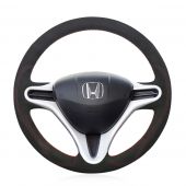 MEWANT Hand Stitch Leather Suede Car Steering Wheel Cover for Honda Fit 2009-2013 City 2009-2013 Jazz 2009-2013 Insight 2010-2014, 