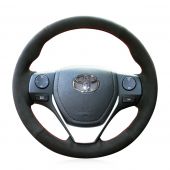 MEWANT Custom Hand Stitch Black Leather Suede Car Steering Wheel Cover for Toyota RAV4 2012-2019 / Corolla 2012-2019 / Auris 2012-2019 / Isis 2012-2017 / Corolla iM 2017-2018 / for Scion iM 2015-2016
