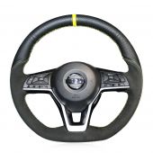 For Nissan X-Trail 2017-2019 Qashqai 2018 Rogue (Sport) 2017-2019 Leaf 2018 Kicks 2018 Micra 2017-2019 Altima 2019, Design Black Leather Suede Stitched Steering Wheel Cover Skin-Sports Series-Universe-M3-Black-Rubber steering wheel