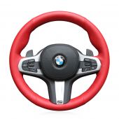 For BMW G30 525i 530i 530d M550i M550d 2017 2018 G32 630i 640i M 2017 2018, Custom Red Artificial Leather Stitched Steering Wheel Cover