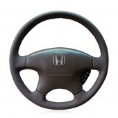MEWANT Hand Stitch Black Genuine Leather Car Steering Wheel Cover for Honda Civic 1996-2000 / CR-V CRV 1997-2001 / Prelude 1997-2001