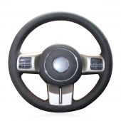For Jeep Compass 2011-2016 Grand Cherokee 2011 2012 2013 Wrangler 2011-2016 Patriot 2011-2016, Black Leather Steering Wheel Cover