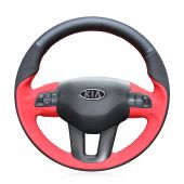 MEWANT Hand Stitch Customize Black Real Genuine Leather Suede Car Steering Wheel Cover for Kia Sportage 3 2011-2014 Kia Ceed Cee'd 2010 2011 2012