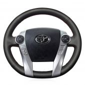 MEWANT Black Leather Car Steering Wheel Wrap Cover Toyota Prius 30(XW30) 2009-2015 / Prius+ 2011-2020 / Prius C 2011-2020 / Prius V 2011-2020 / Aqua 2014-2015