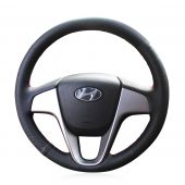 For Hyundai Solaris Verna 2010-2016 i20 2009-2015 Accent 2012-2017, Custom Leather Hand Stitch Steering Wheel Wrap Cover