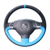 For Suzuki SX4 Alto Old Swift, Customize Black Leather Suede Stitched Steering Wheel Wrap Cover
