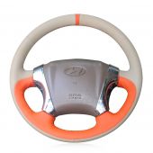 For Hyundai Tucson 2005 2006 2008 2008 2009, Custom Leather Stitched Wrap Steering Wheel Cover