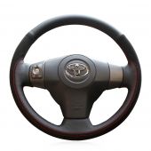 MEWANT Hand Stitch Black Genuine Real Leather Suede Car Steering Wheel Cover for Toyota RAV4 2005-2010 / Yaris (Vitz) 2005-2011 / Urban Cruiser 2009-2014 / Passo Sette 2008-2012 / Vanguard 2007-2009 / Ist 2007-2016